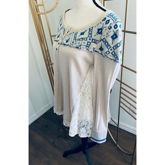 Free People  Women's Sweater Round Neck  Long Sleeves Multicolor Size Large - Picture 3 of 8